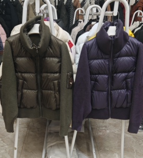 2025冬季新款羽绒服女款立领针织拼接白鸭绒外套轻柔软服