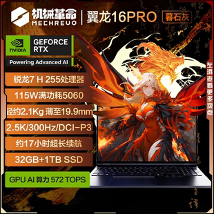 RTX5060 H255 300HZ游戏笔记本电脑 锐龙R7 机械革命翼龙16Pro25款