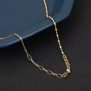 H18k金AB系列纯时尚 创意钻石马蹄拼接项链女小众设计锁骨链送礼物
