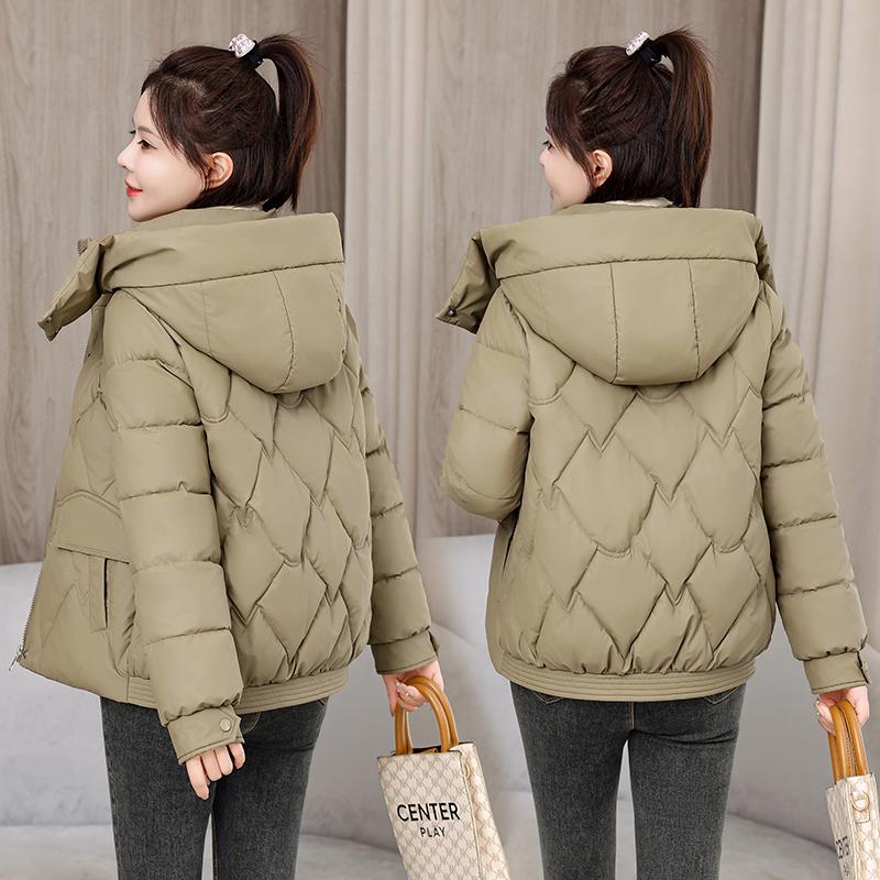 帽子可拆羽绒棉服女短款韩版加厚
