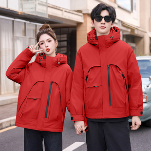 2025新款 连帽情侣加厚保暖显瘦棉衣外套棉袄冲锋衣 羽绒棉服女短款