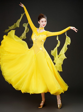 新款摩登舞裙国标舞裙华尔兹交谊探戈狐步快步舞裙比赛裙大摆舞裙