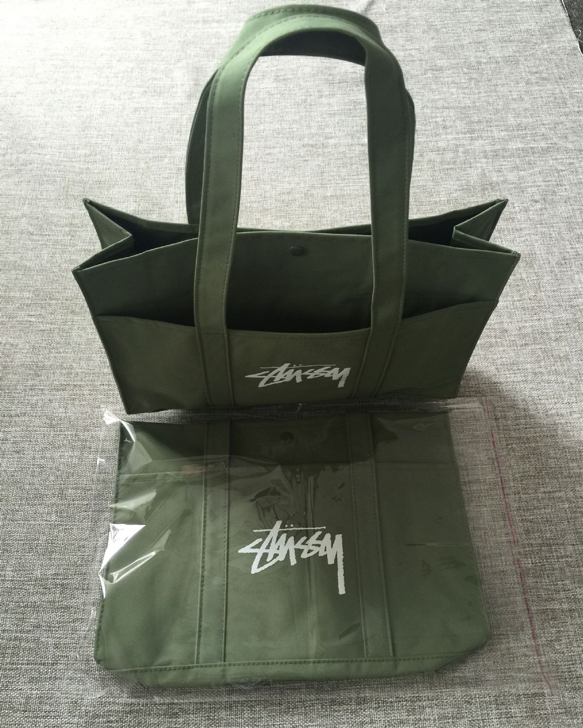 stussy杂志附录军绿色单肩手拎包