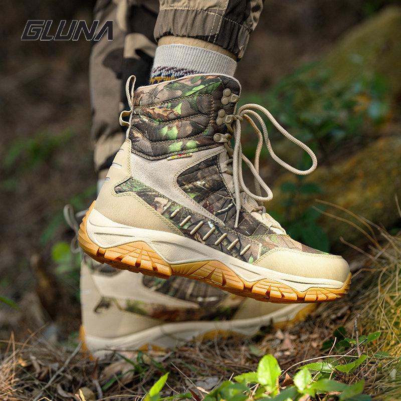 GLUNA关山月户外徒步潮鞋耐磨防水中帮山地越野防滑登山鞋陆战靴