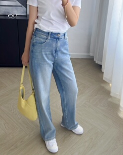 文希WENXI穿上就走系列~春夏新款简约弹力直筒牛仔裤