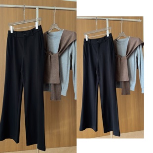 新款【女神喇叭裤】秋冬显瘦高腰黑色加绒喇叭裤垂感弹力西装裤