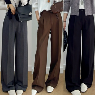 新款【智享西裤】天丝羊毛窄版西裤秋冬垂感宽松显瘦休闲阔腿裤女