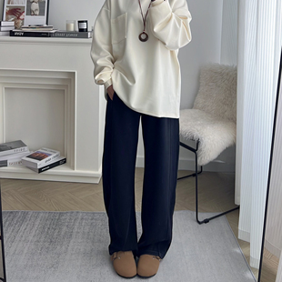 【洗水弯刀裤】24秋水洗弯刀裤新款高腰宽松香蕉裤加绒休闲阔腿裤