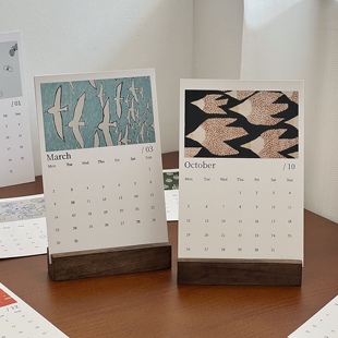 2026新款皆川明插画台历桌面插卡摆件高颜值创意日历月历打卡记录