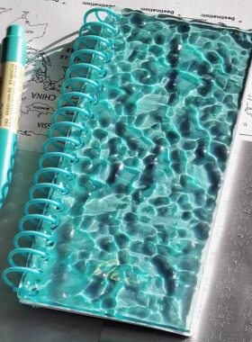 绿色玻璃海水波纹a7手账本ins小众高颜值学生笔记本日程记事本子