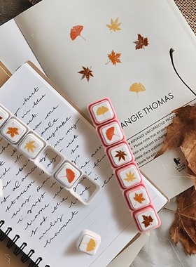 四季六联花朵树叶手账印章樱花四叶草枫叶雪花装饰diy可拆卸盖印