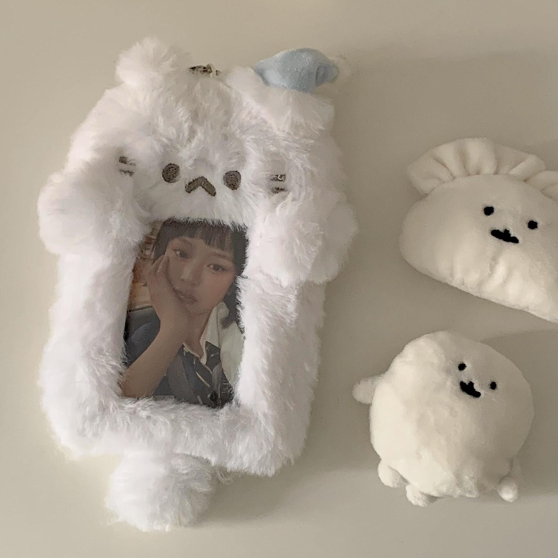 ins可爱毛绒猫咪卡套硬壳