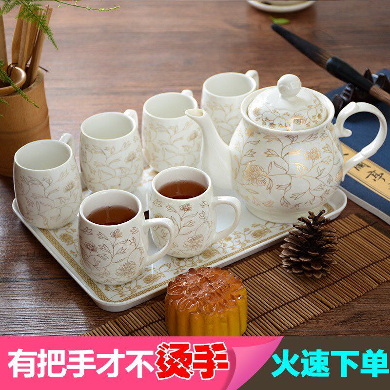 陶瓷茶具套装带把手茶杯茶壶套装家用办公水具饮具整套套装|msdalam kategori pinggan mangkuk, set teh, Pakej teh - dari Buy2taobao.com untuk memberikan perkhidmatan ejen Taobao profesional membeli