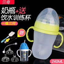 婴儿宝宝1-2-3-6岁软奶瓶耐摔全软奶壶带手柄硅胶软奶瓶米糊勺