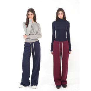 Jim Kennet低腰撞色直筒抽绳运动卫裤