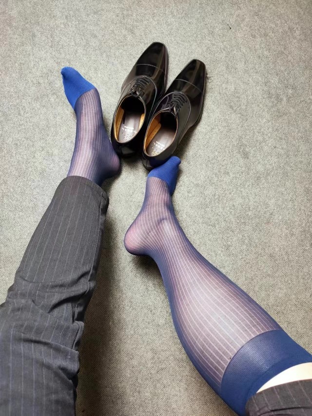 宽边男士丝袜蓝脚趾细条纹袜男士商务西装中长筒日系锦纶正装丝袜,女士内衣/男士内衣/家居服,长筒袜,淘宝优惠券,粉丝福利购,淘宝优惠卷