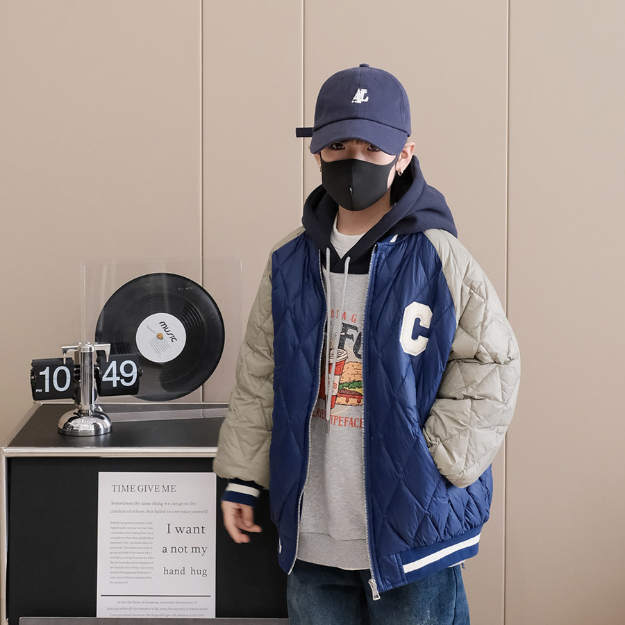 男童羽绒服冬装新款洋气宝宝白鸭绒夹克上衣儿童棒球服短外套