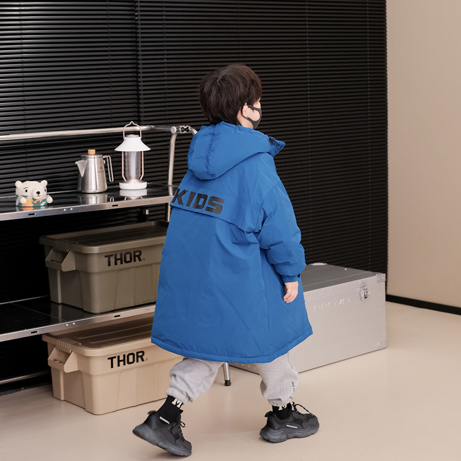 男童白鸭绒加厚洋气中长款外套