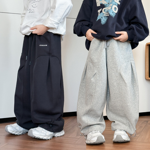 男童裤子2025秋装新款中大童百搭卫裤休闲弯刀长裤超酷儿童运动裤