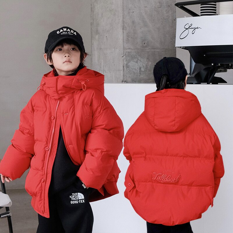 儿童羽绒服新年款中大童白鸭绒男童加厚亲子本命年红色外套潮