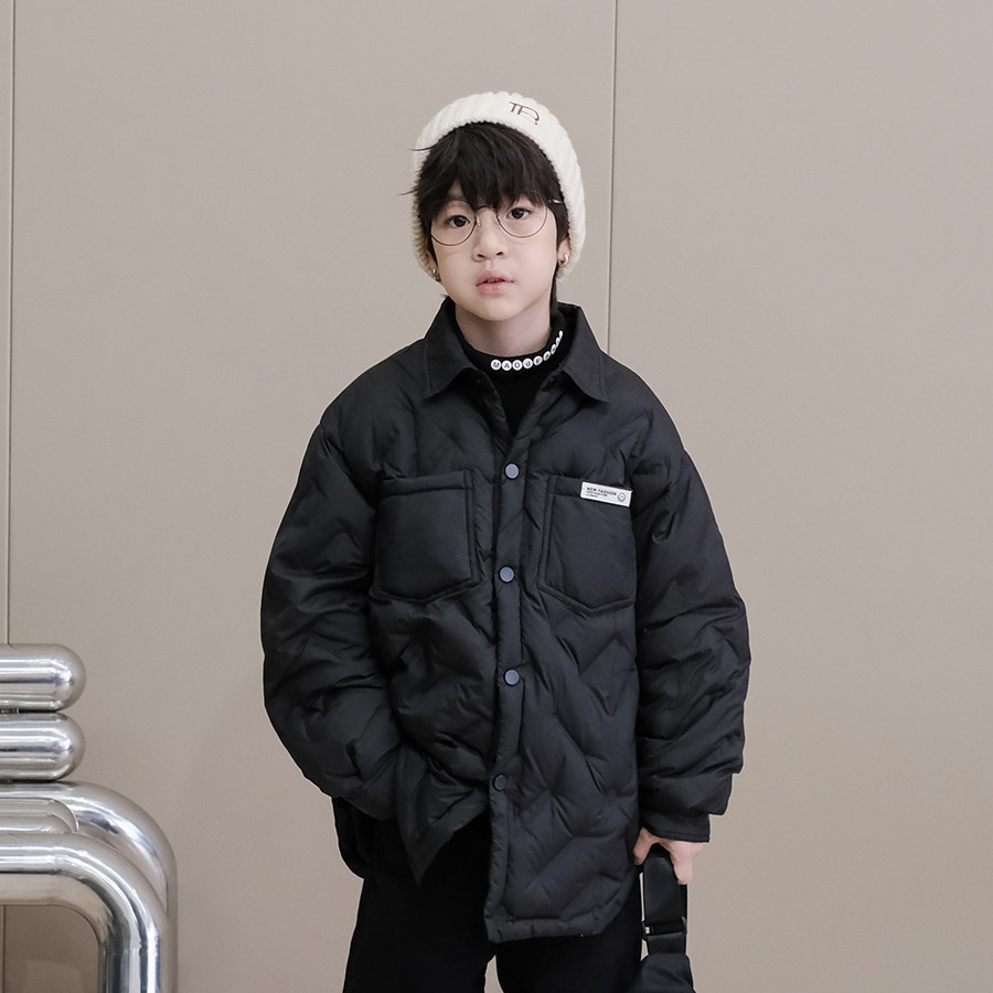 男童轻薄羽绒服冬装新款中大童白鸭绒内胆儿童洋气衬衫外套