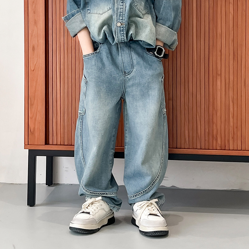 儿童大口袋设计个性弯刀牛仔裤2025新款男童春秋长裤中大童裤子潮,童装/婴儿装/亲子装,儿童牛仔裤,淘宝优惠券,粉丝福利购,淘宝优惠卷