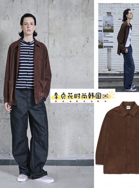 韩国直邮代购edenik麂皮客服说工装外套夹克派克法式干练休闲西装