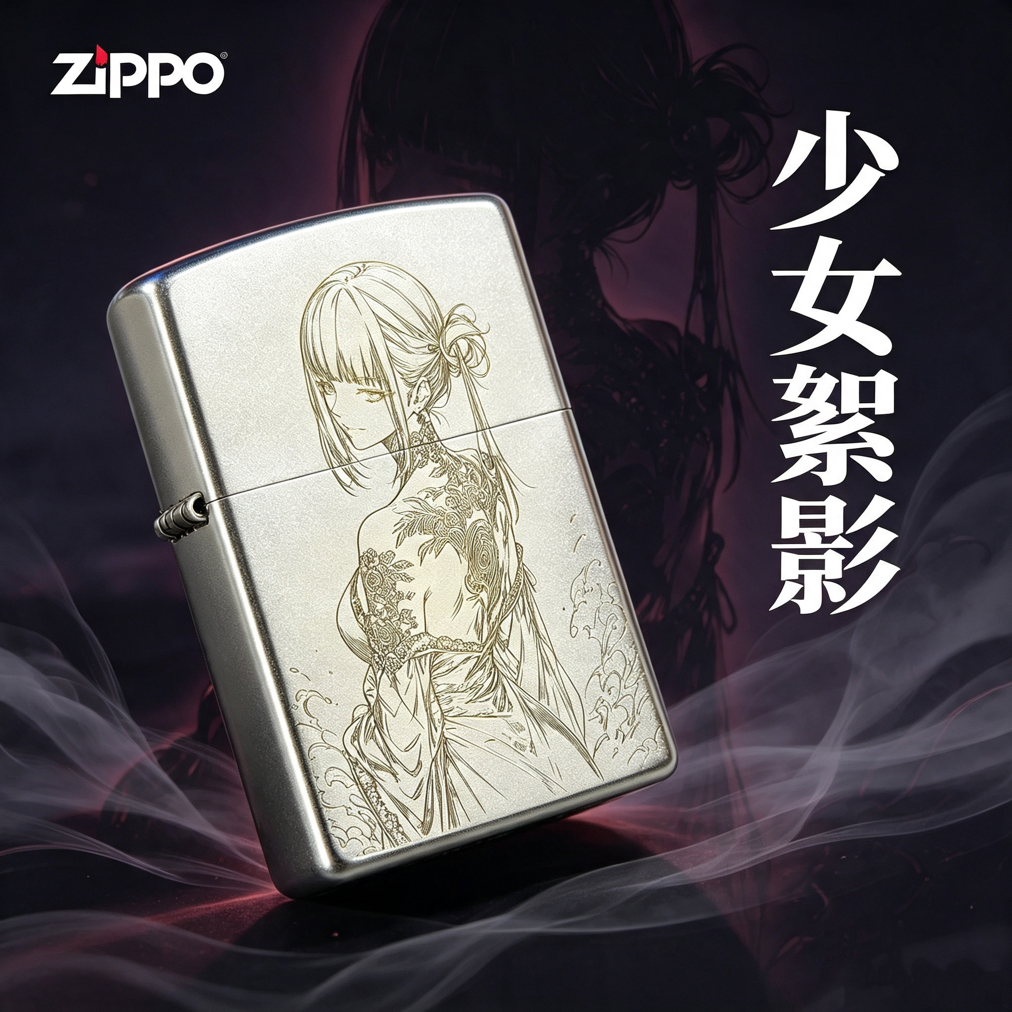 zippo正品打火机少女絮影防风煤油送男友节日礼物高档