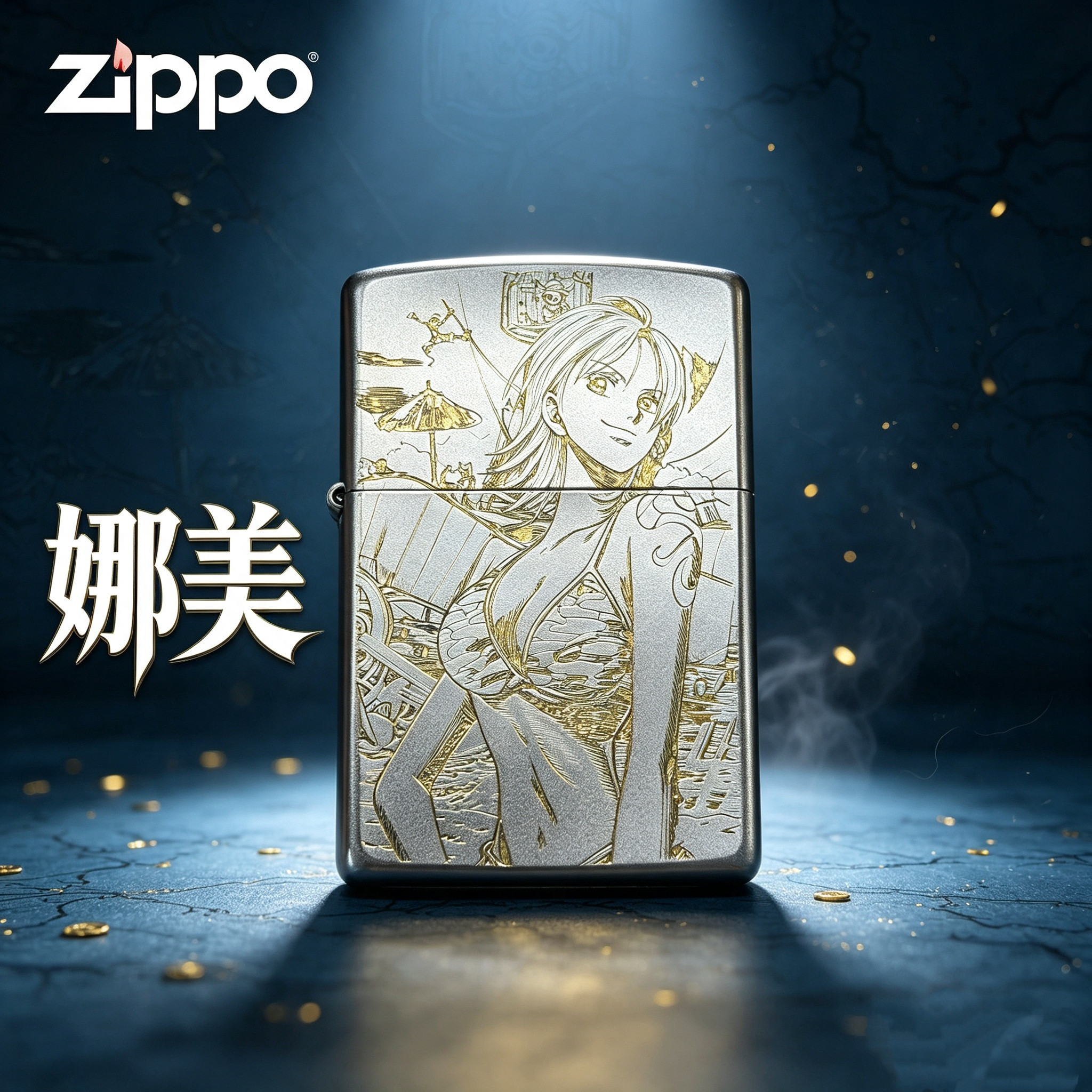 zippo/之宝银色精雕海贼王娜美防风打火机正版收藏送礼男士礼物
