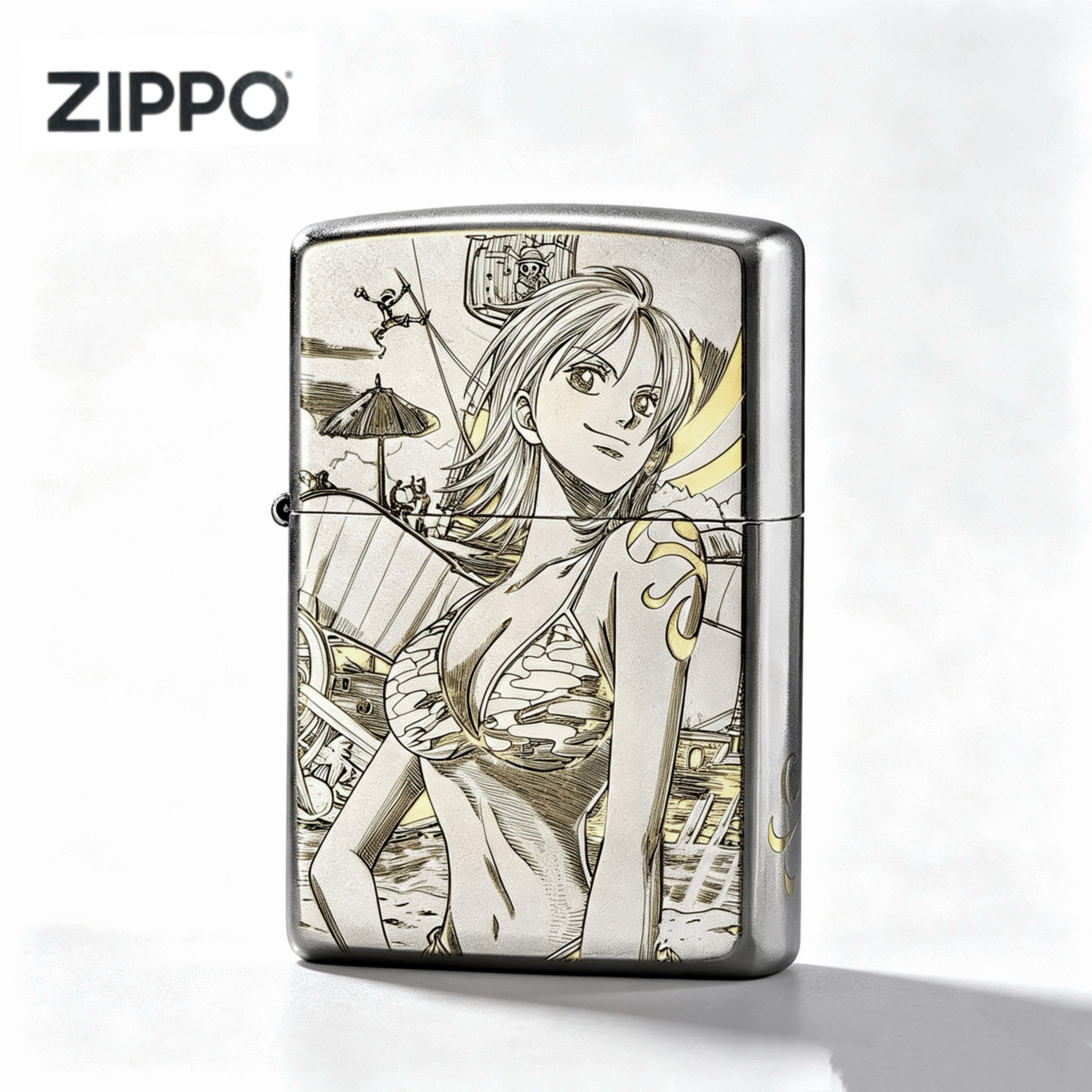 zippo/之宝银色精雕海贼王娜美防风打火机正版收藏送礼男士礼物