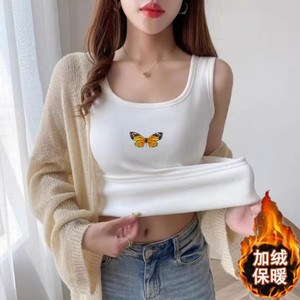 2023新款秋冬装背心女士吊带修身紧身内搭加厚德绒保暖打底上衣女