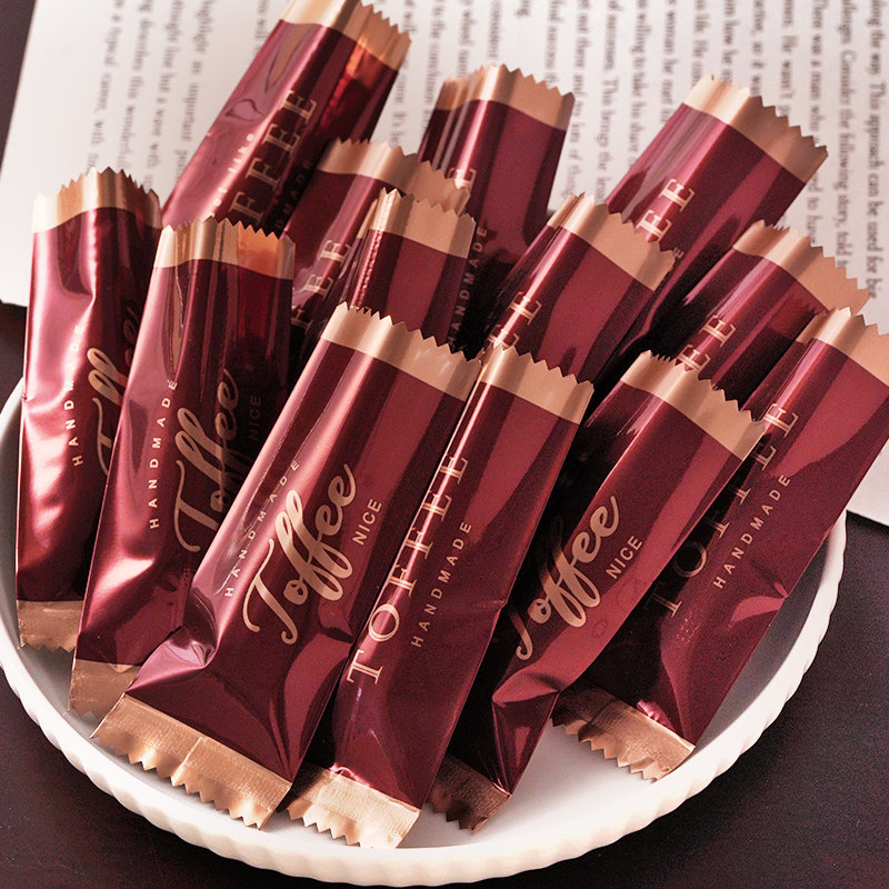 加厚太妃糖包装袋牛轧糖机封袋咖啡糖糖纸海盐杏仁雪花酥糖果袋子