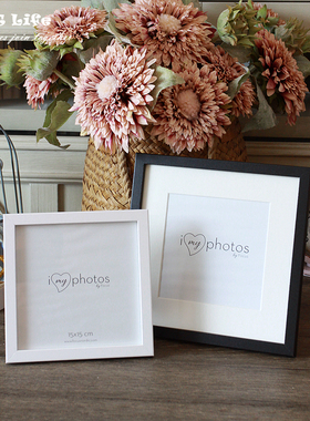 正方形相框出口北欧照片框相架摆台营业执照简约黑色白色玻璃面板