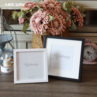 正方形相框出口北欧照片框相架摆台营业执照简约黑色白色玻璃面板