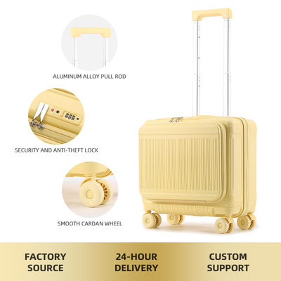 前开盖行李箱16寸小型登机箱超轻便拉杆箱可扩展旅行箱包密码