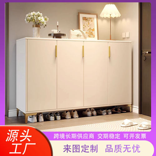 小型奶油风鞋柜新款2025家用门口收纳柜一体靠墙楼道室内入户鞋架