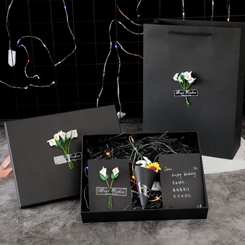 礼物盒子ins风精美韩版简约时尚黑色生日礼品礼物盒包装logo定制|ruв категории фестиваль товаров/подарок, Другие фестивали товаров - от Buy2taobao.com для оказания профессиональной услуги покупки агента Taobao