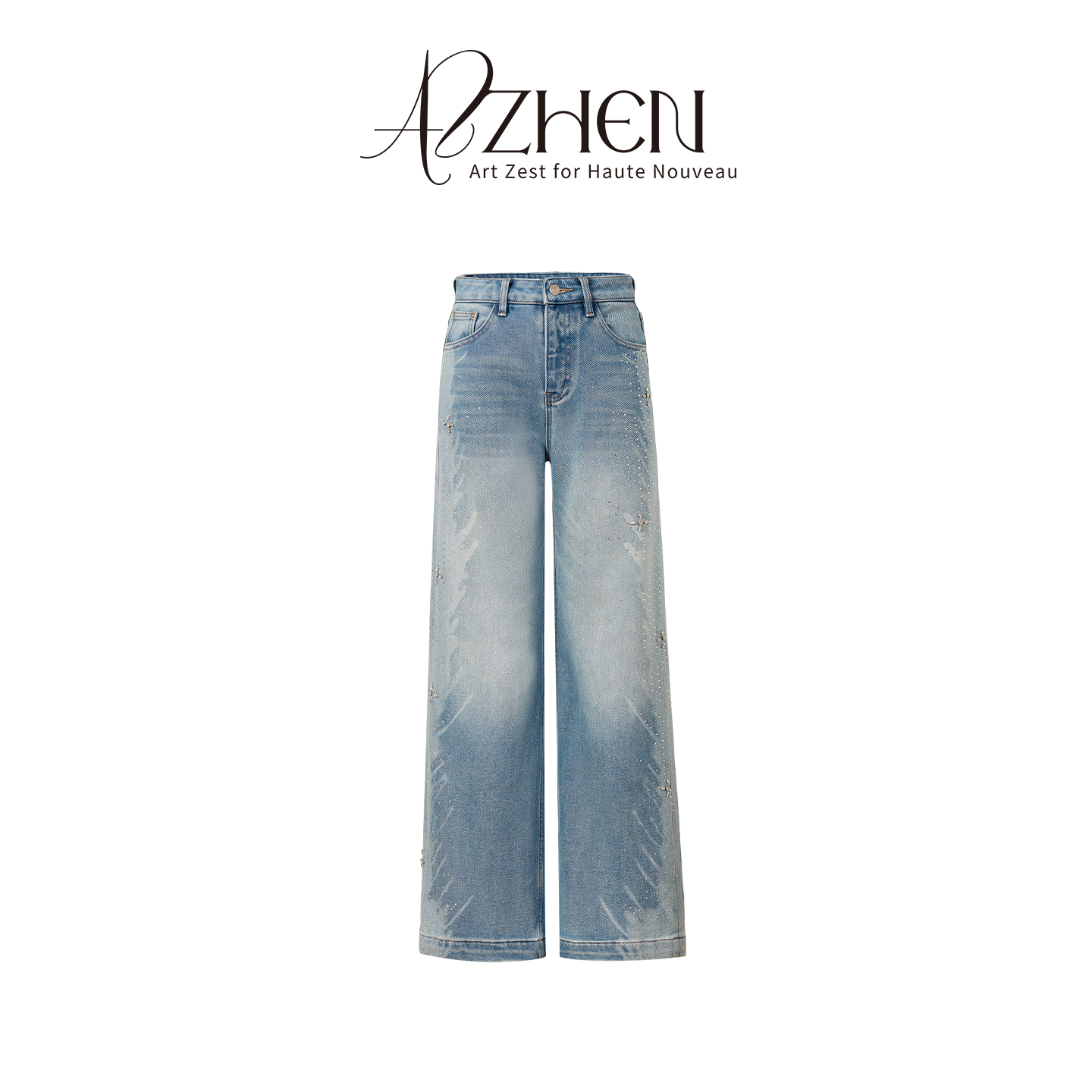 慵懒风高腰直筒加绒牛仔裤女