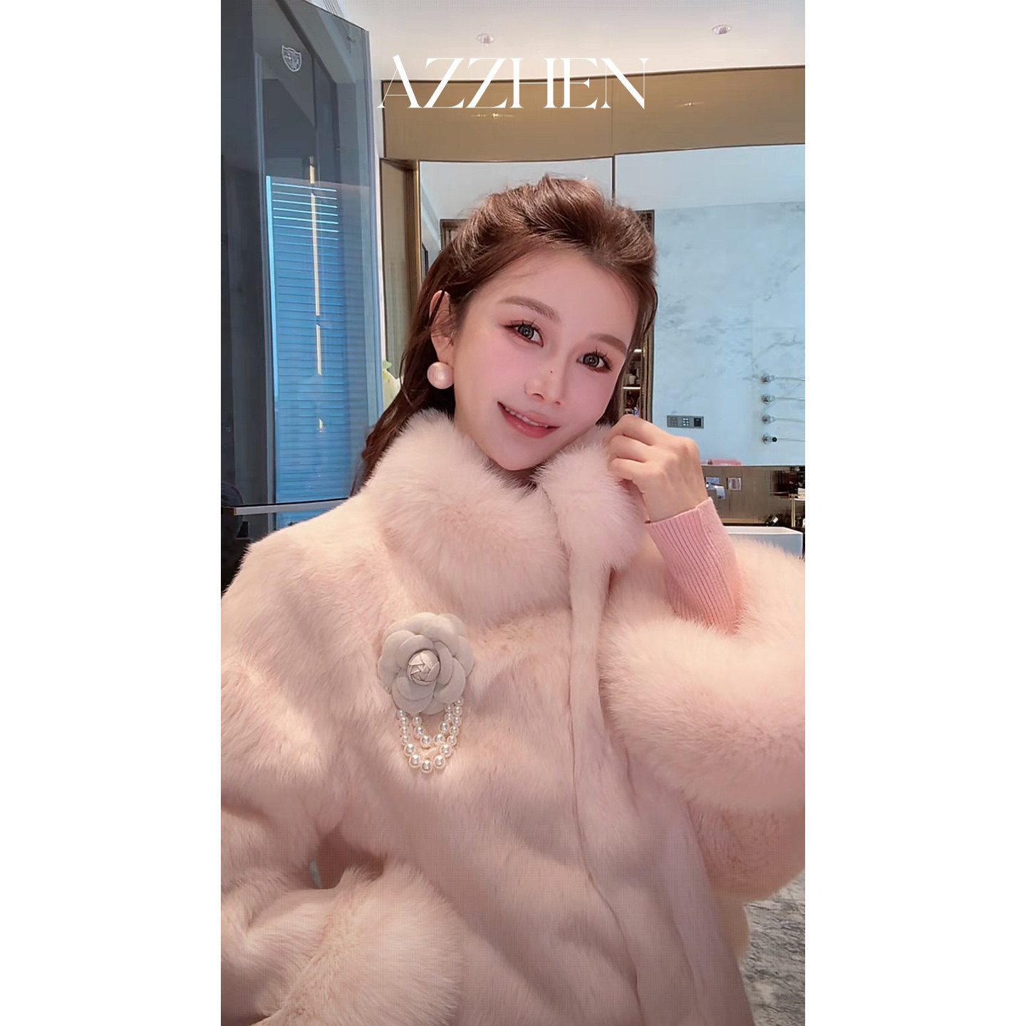 AZZHEN【奶兔冒泡】芬兰SAGA进口百百兔毛狐狸毛拼接保暖皮草外套,女装/女士精品,皮草,淘宝优惠券,粉丝福利购,淘宝优惠卷