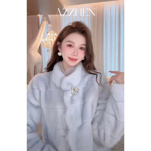 重工轻奢钻扣环保毛毛皮草外套