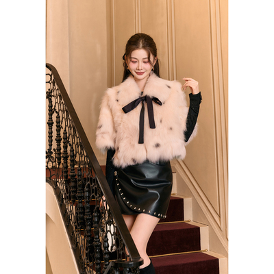 AZZHEN【人间奥黛丽】狐狸毛皮草减龄气质斗篷披肩冬季新款