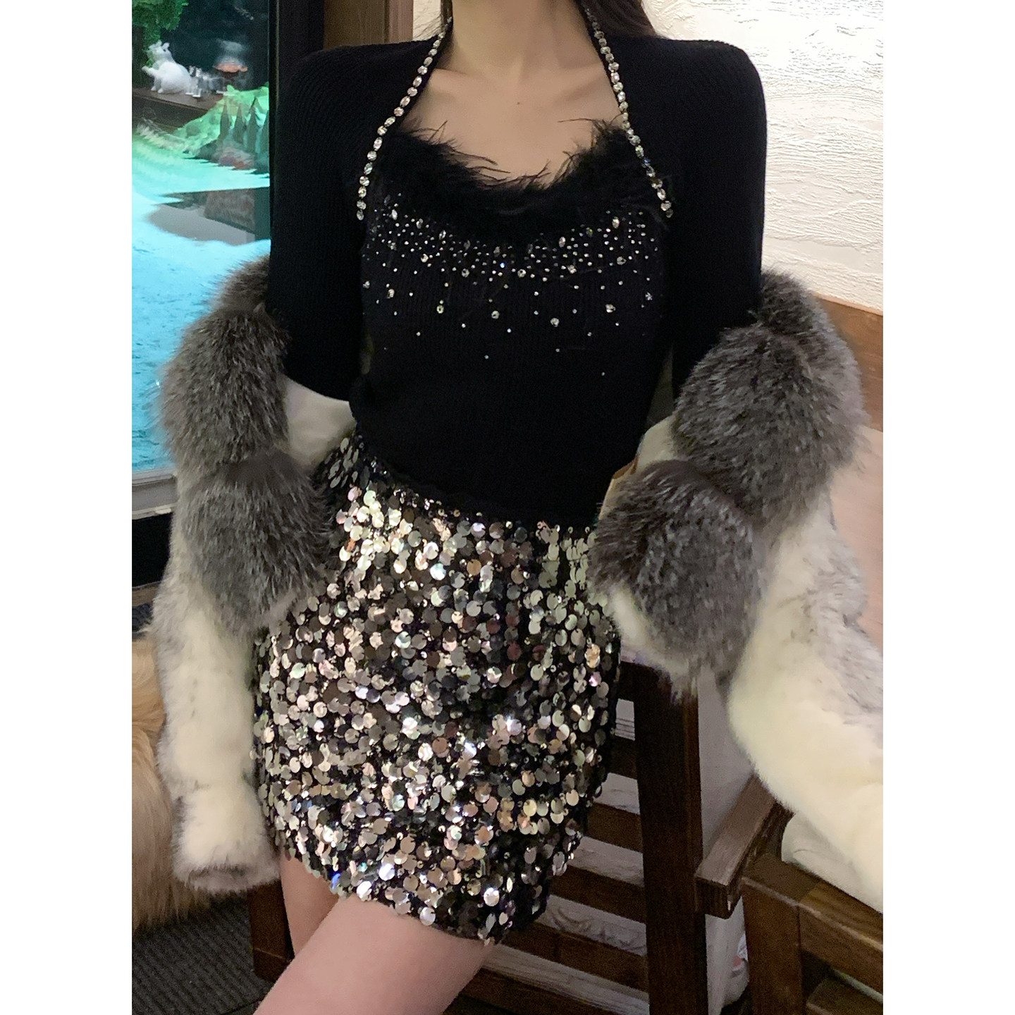 AZZHEN【银色星光】渐变星光亮片短裙,女装/女士精品,半身裙,淘宝优惠券,粉丝福利购,淘宝优惠卷