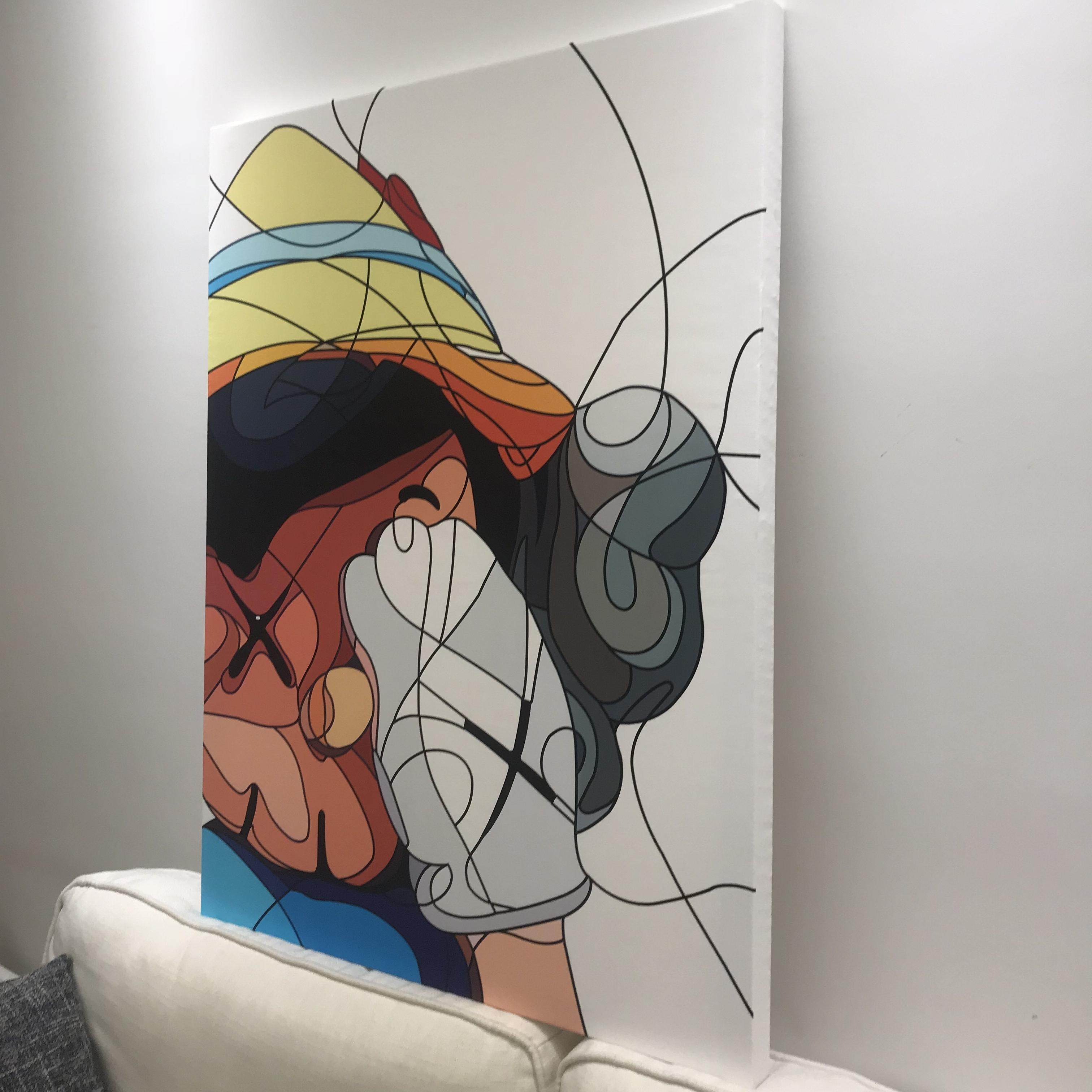 装饰画kaws匹诺曹长鼻子联名油画布无框画装饰画