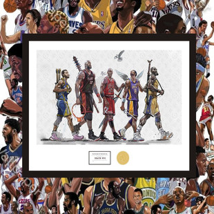 裱画 饰现代艺术装 装 饰画库里奥尼尔乔丹科比詹姆斯简约装