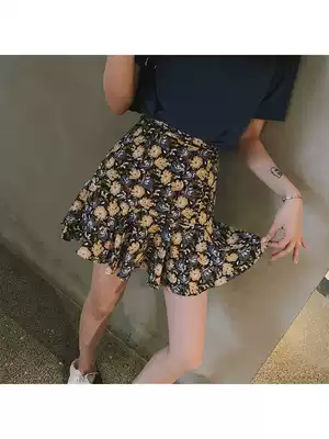 Mrs. Qian Sydney custom-made high-waisted floral skirt for women's new small man-covered crotch slim ruffled fishtail skirt