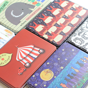 A5铁皮盒 ipadmini保护铁盒 扁平儿童48支彩色笔盒书信票据收纳盒
