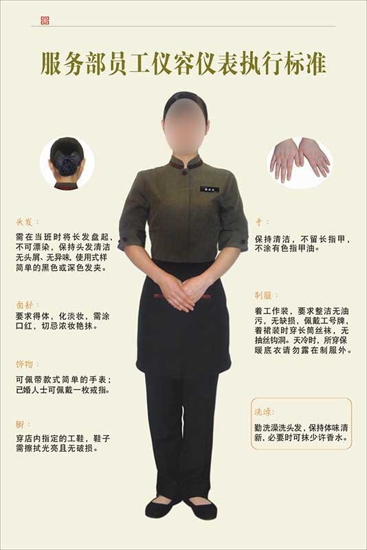 770餐饮服务酒店楼服务部员工仪容仪表执行标准贴纸海报印制2347 家居饰品 其他装饰画 原图主图