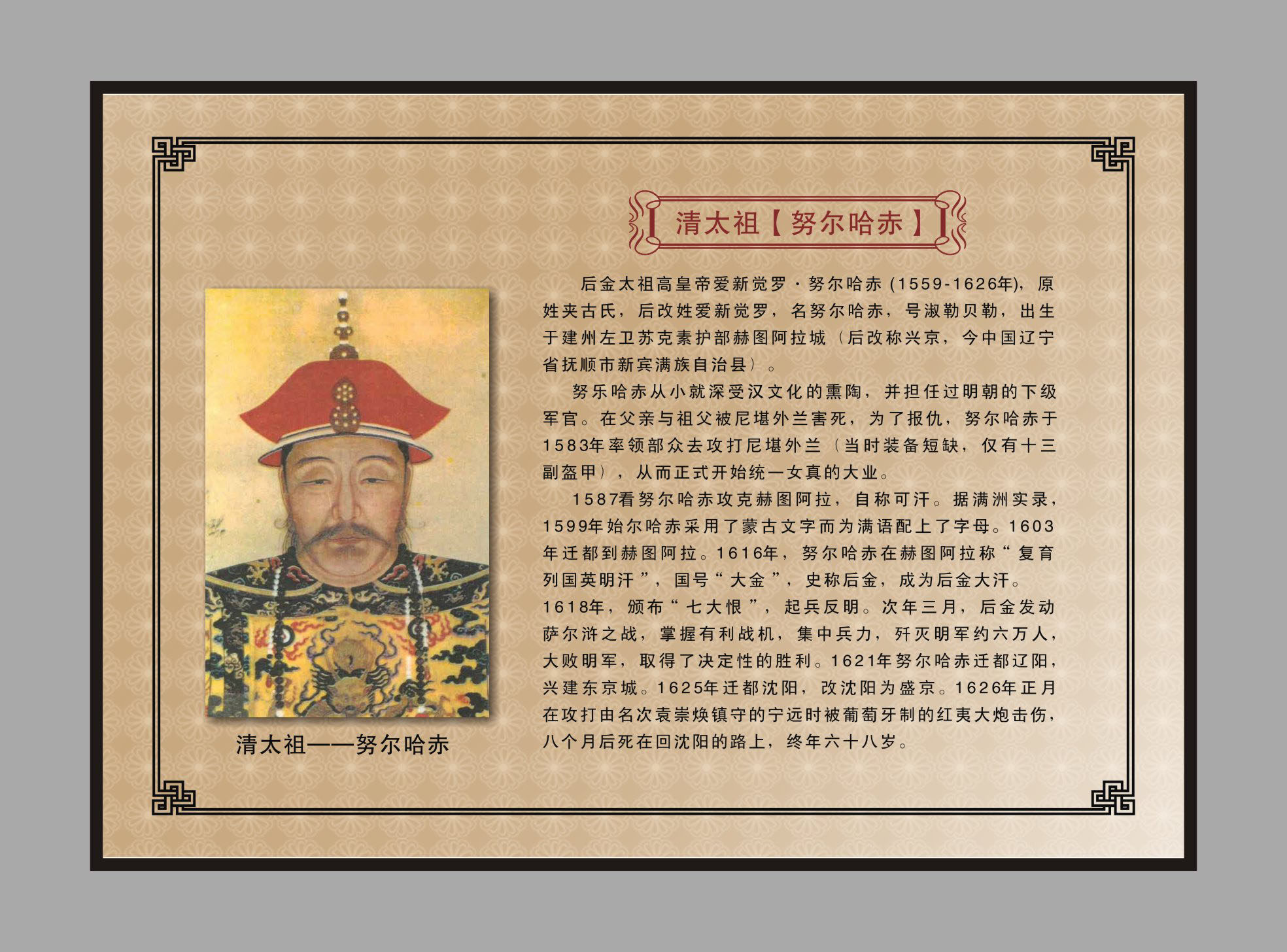 727画布海报展板喷绘素材贴纸736校园人物介绍清太祖努尔哈赤