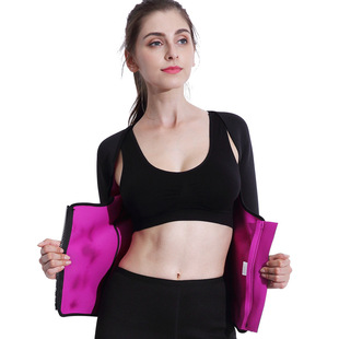 Neoprene拉链玫红爆汗短袖健身瑜伽塑形运动暴汗服女saunasuits