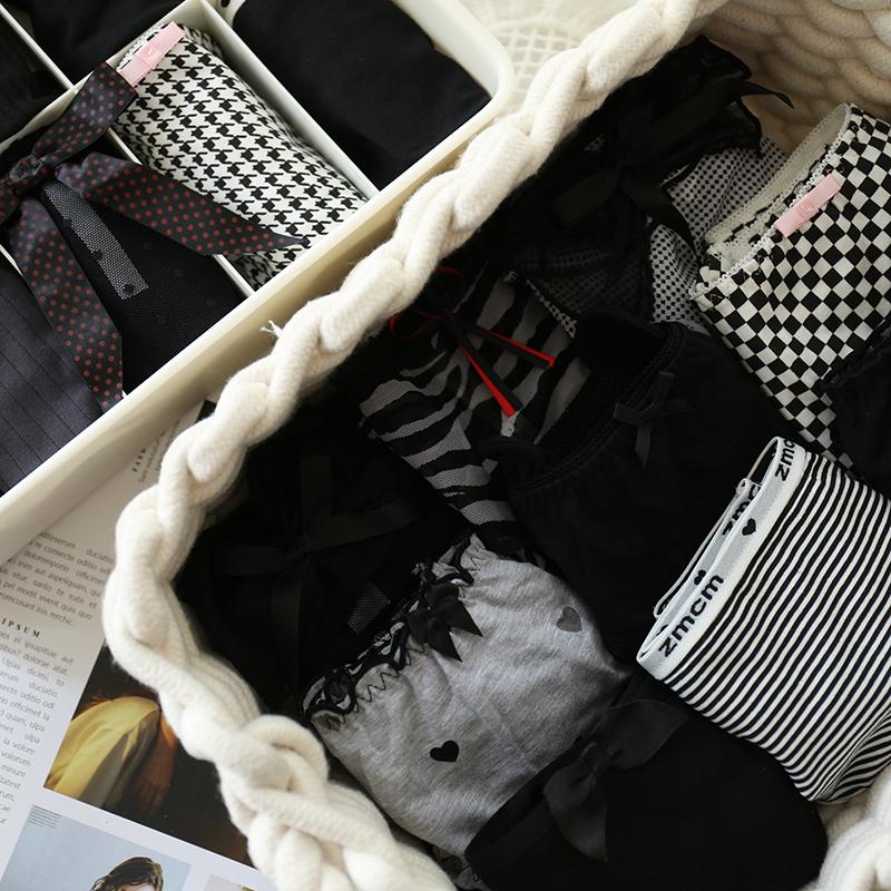 黑灰酷帅高冷色系女士内裤少女三角裤棉质网纱低腰甜美日系抗菌